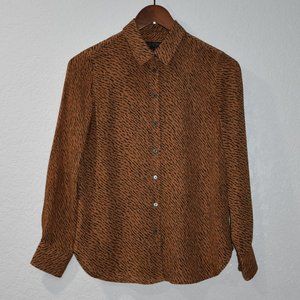 Banana Republic Womens Animal Print Dillon Classic Fit Button Down Shirt Size XS